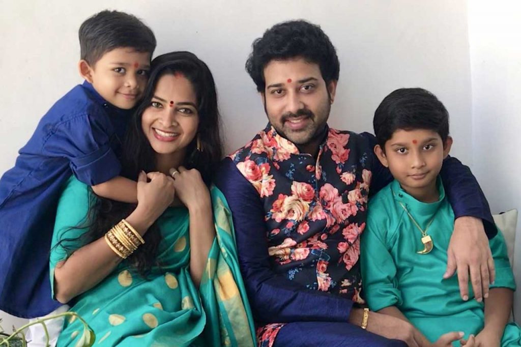 Siva Balaji with his wife Madhumita and sons