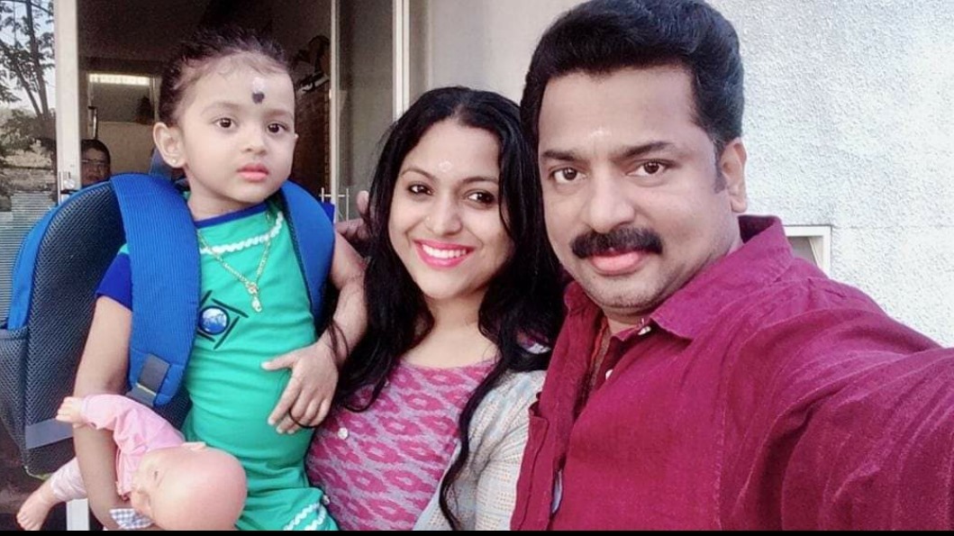 Lakshmi Priya With her Husband and Daughter
